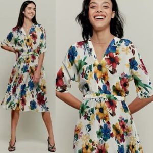 Tucker Madeline Marigold Floral 100% Silk Dress size Large
